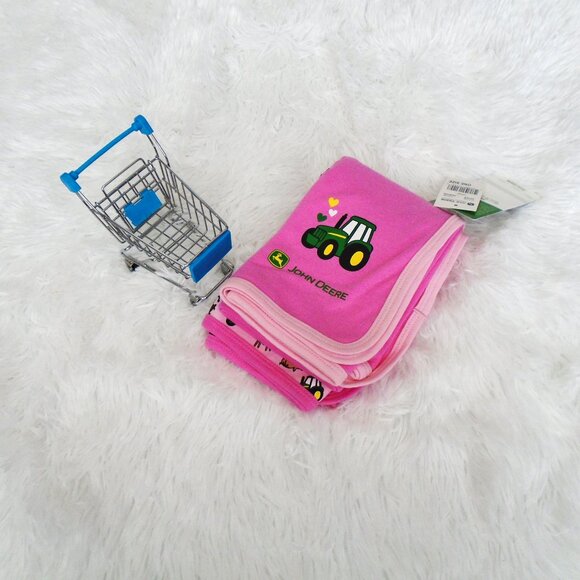 John Deere 2 Piece Baby Girl Pink Blanket Set One Size OS - Picture 8 of 11